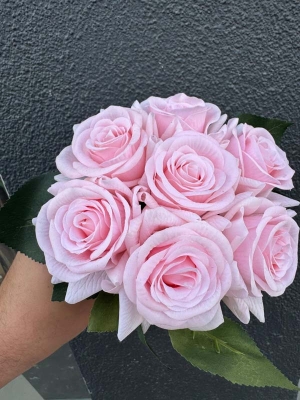 Islak Dokulu Yapay Gül Demeti (Pembe)