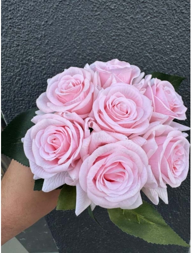 Islak Dokulu Yapay Gül Demeti (Pembe)